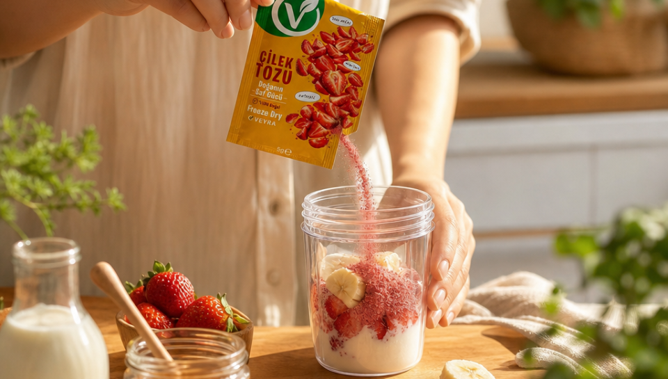Meyve Tozu ile Smoothie Tarifi Adım Adım